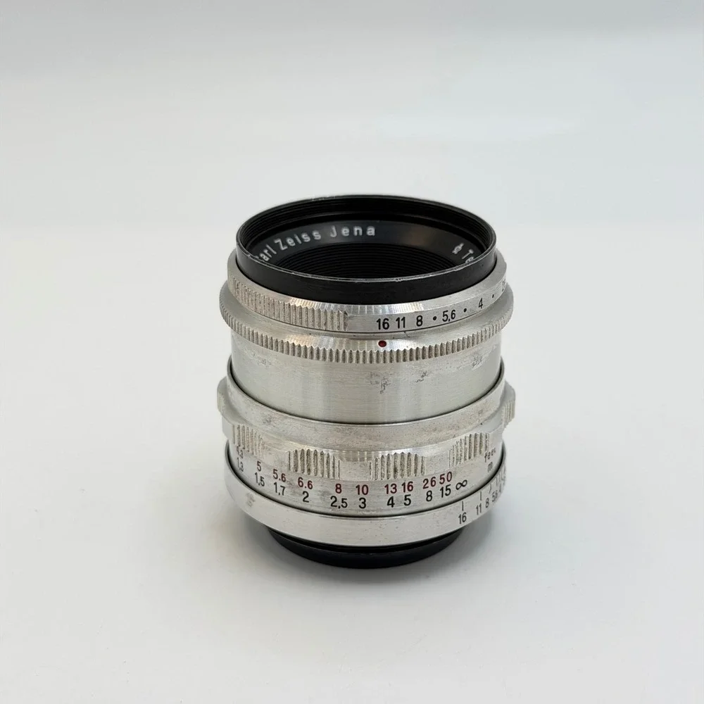 Carl Zeiss Jena Tessar 50mm f2.8 Red T Vintage M42 Lens Silver Germany 3810145
